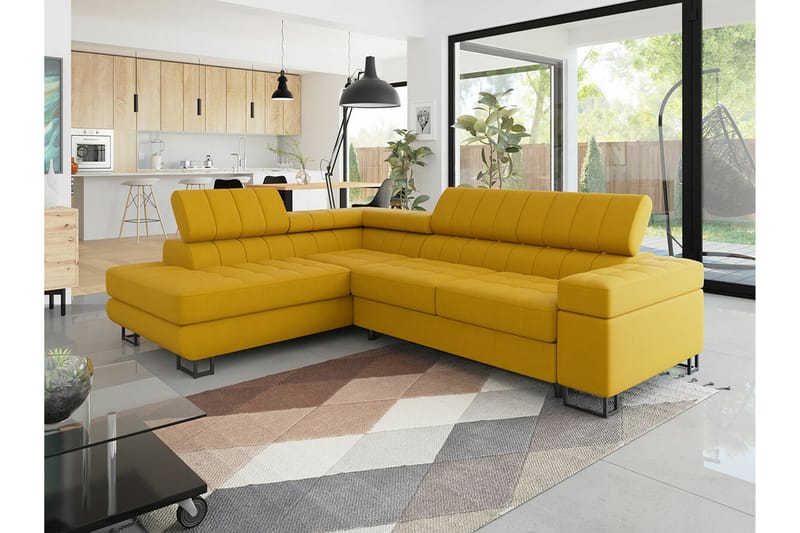 Kintore 3-seters Hjørnesovesofa - Gul - Møbler - Sofaer - Sovesofaer