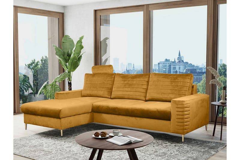 Kintore 3-seters Hjørnesovesofa - Gul - Møbler - Sofaer - Sovesofaer