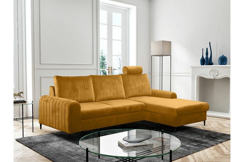 Kintore 3-seters Hjørnesovesofa - Gul - Møbler - Sofaer - Sovesofaer