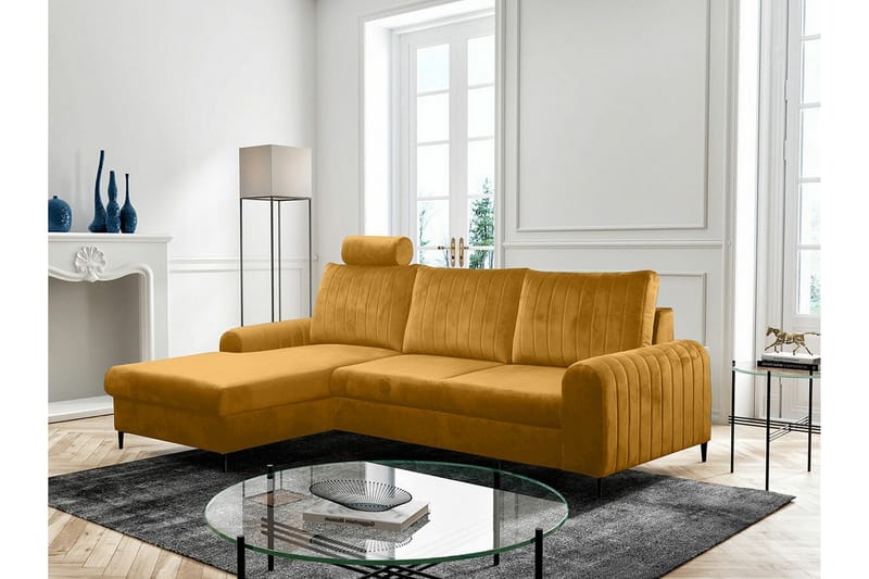 Kintore 3-seters Hjørnesovesofa - Gul - Møbler - Sofaer - Sovesofaer
