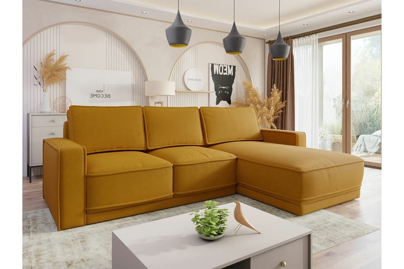 Kintore 3-seters Hjørnesovesofa - Gul - Møbler - Sofaer - Sovesofaer