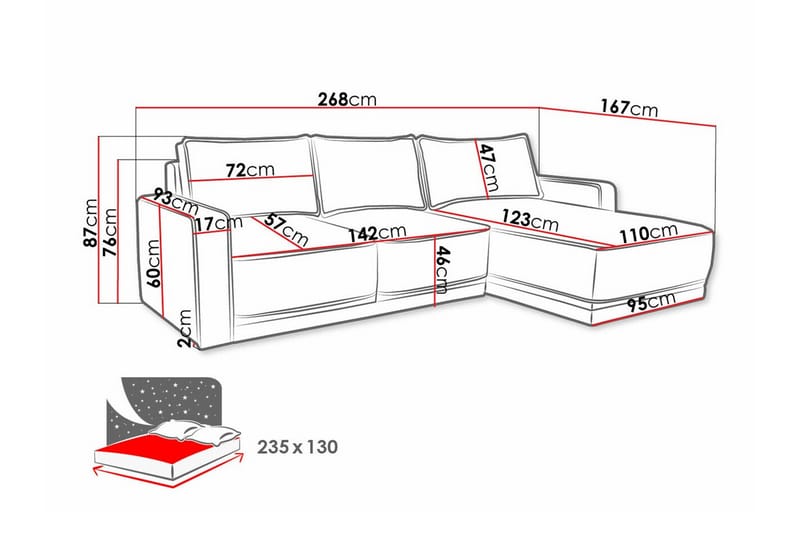 Kintore 3-seters Hjørnesovesofa - Gul - Møbler - Sofaer - Sovesofaer