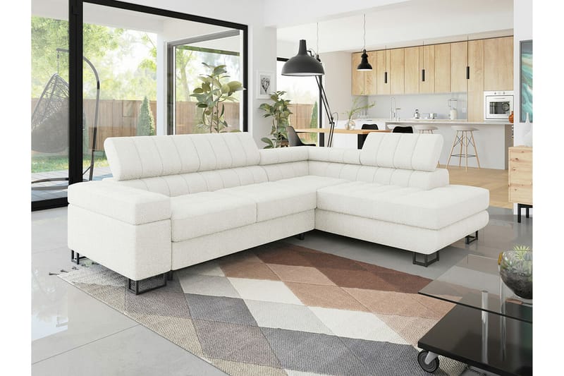 Kintore 3-seters Hjørnesovesofa - Hvit - Møbler - Sofaer - Sovesofaer