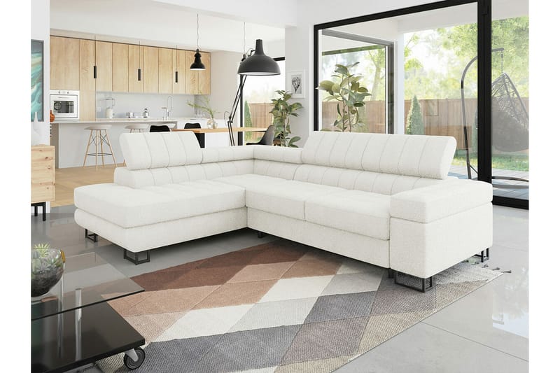 Kintore 3-seters Hjørnesovesofa - Hvit - Møbler - Sofaer - Sovesofaer