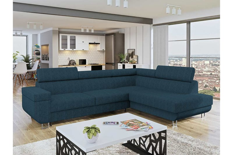Kintore 3-seters Hjørnesovesofa - Mørkeblå - Møbler - Sofaer - Sovesofaer