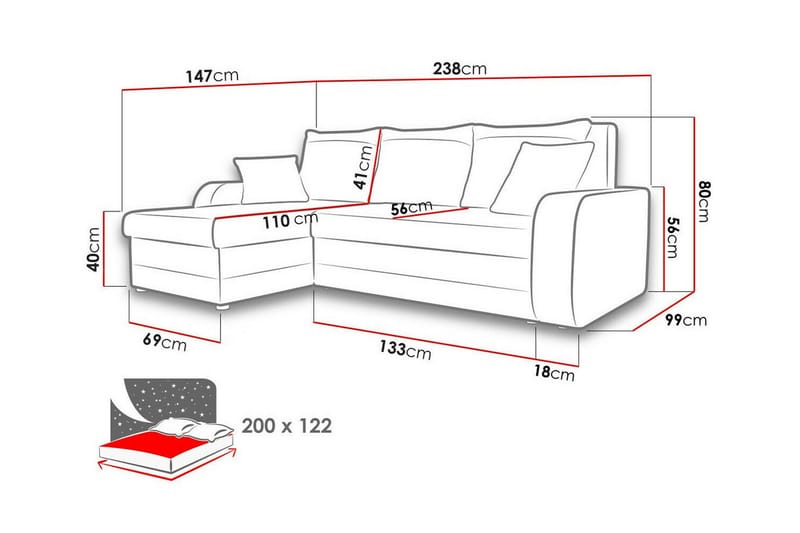 Kintore 3-seters Hjørnesovesofa - Mørkeblå - Møbler - Sofaer - Sovesofaer