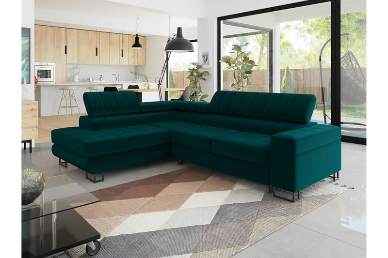 Kintore 3-seters Hjørnesovesofa - Mørkegrønn - Møbler - Sofaer - Sovesofaer