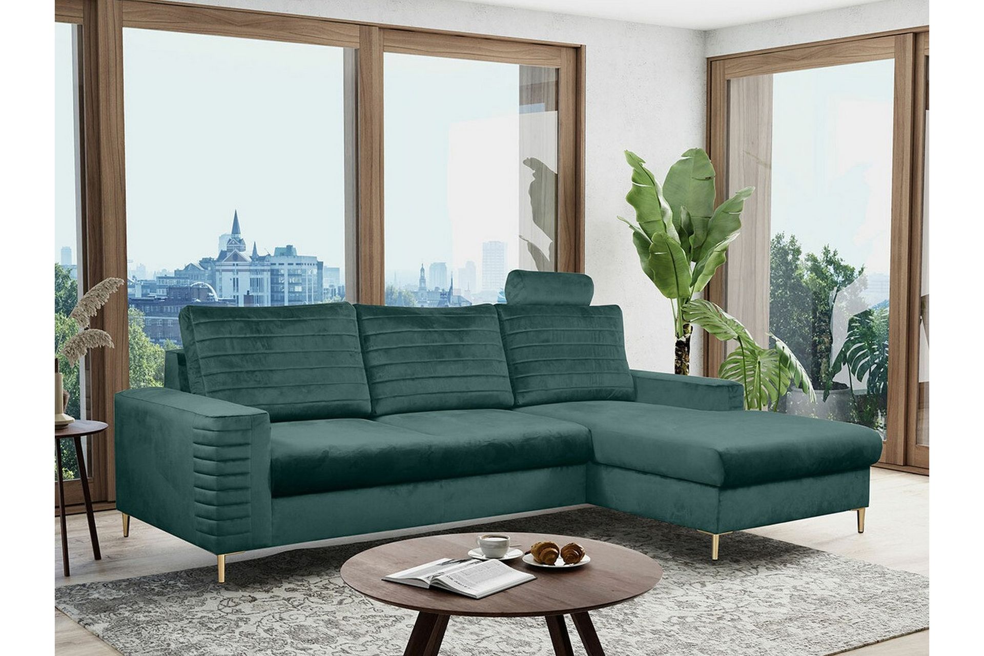 Kintore 3-seters Hjørnesovesofa - Mørkegrønn - Møbler - Sofaer - Sovesofaer