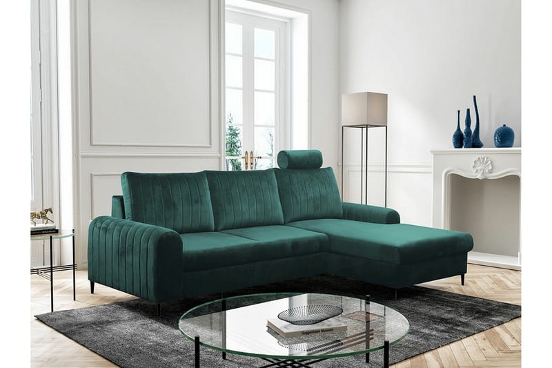 Kintore 3-seters Hjørnesovesofa - Mørkegrønn - Møbler - Sofaer - Sovesofaer
