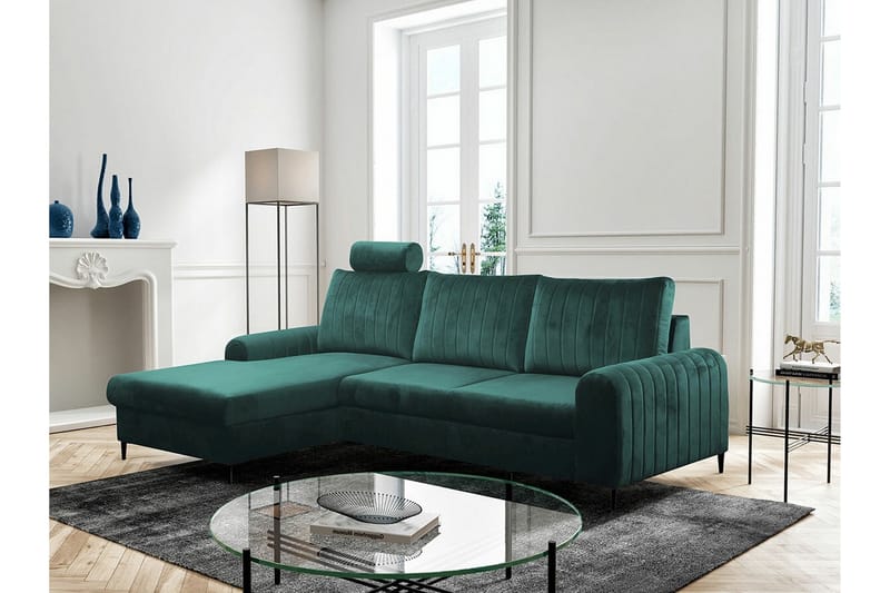 Kintore 3-seters Hjørnesovesofa - Mørkegrønn - Møbler - Sofaer - Sovesofaer