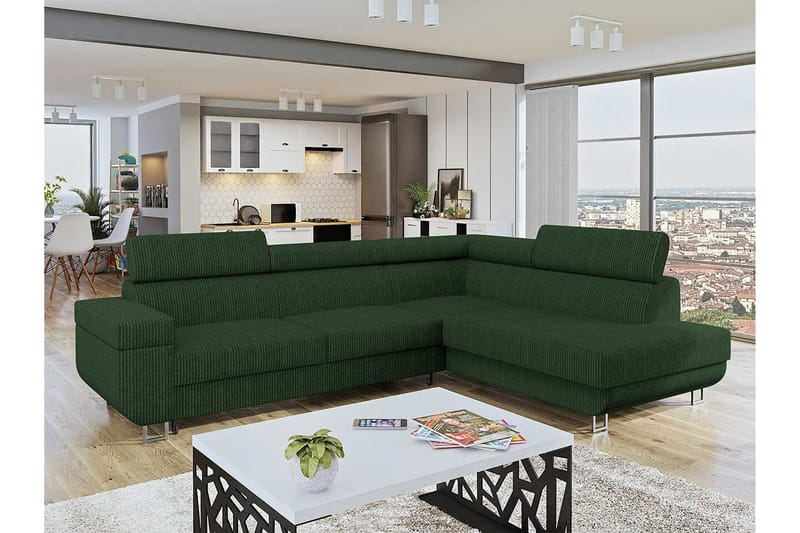 Kintore 3-seters Hjørnesovesofa - Mørkegrønn - Møbler - Sofaer - Sovesofaer