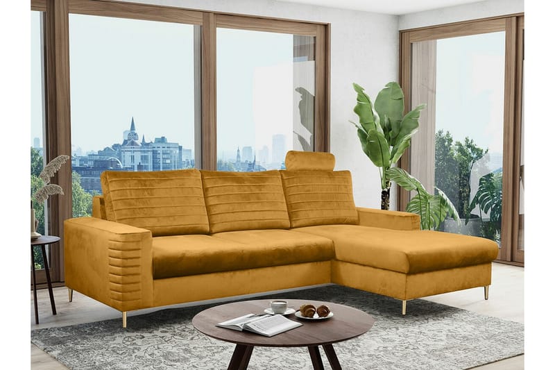 Kintore 3-seters Hjørnesovesofa - Mørkegul - Møbler - Sofaer - Sovesofaer