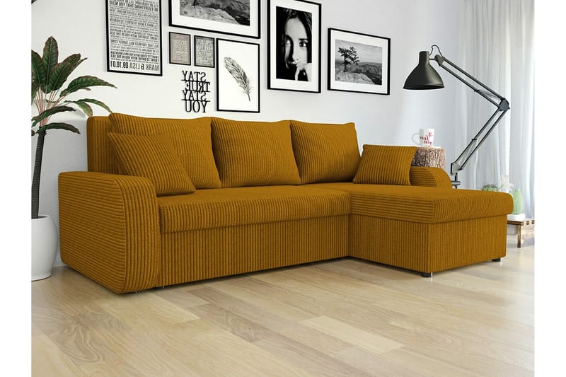 Kintore 3-seters Hjørnesovesofa - Mørkegul - Møbler - Sofaer - Sovesofaer