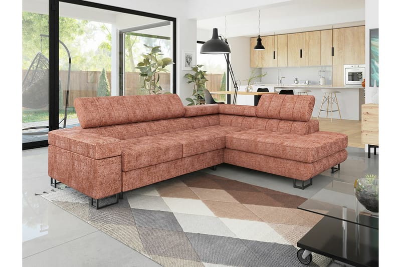 Kintore 3-seters Hjørnesovesofa - Mørkerosa - Møbler - Sofaer - Sovesofaer