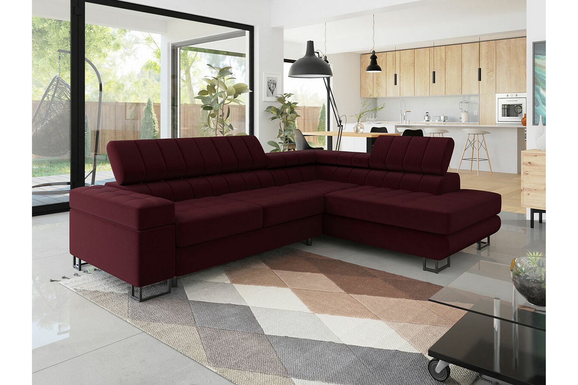 Kintore 3-seters Hjørnesovesofa - Rød - Møbler - Sofaer - Sovesofaer