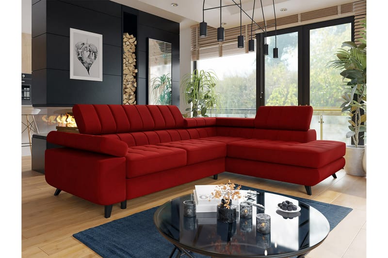 Kintore 3-seters Hjørnesovesofa - Rød - Møbler - Sofaer - Sovesofaer