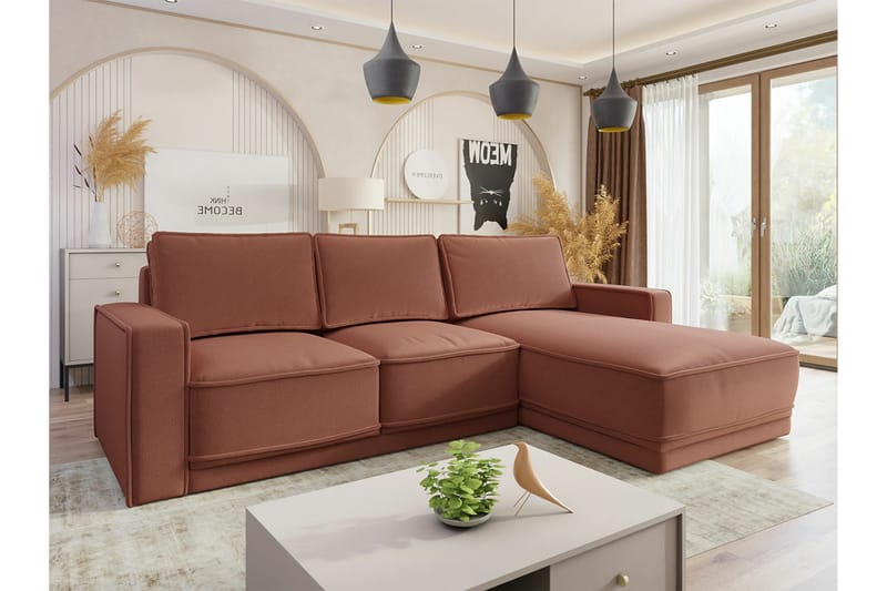 Kintore 3-seters Hjørnesovesofa - Rosa - Møbler - Sofaer - Sovesofaer