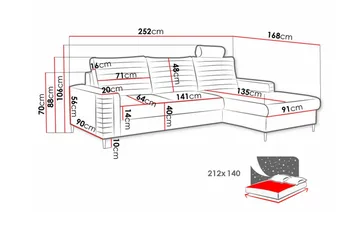Kintore 3-seters hjørnesovesofa - Møbler - Sofaer - Sovesofaer