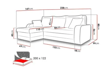 Kintore 3-seters hjørnesovesofa - Møbler - Sofaer - Sovesofaer