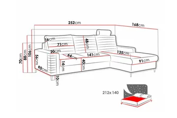 Kintore 3-seters hjørnesovesofa - Møbler - Sofaer - Sovesofaer