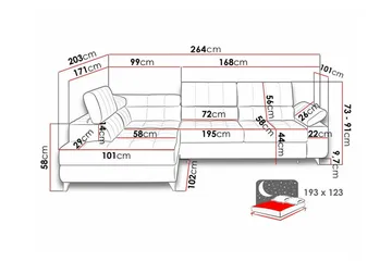 Kintore 3-seters hjørnesovesofa - Møbler - Sofaer - Sovesofaer