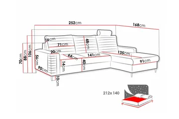 Kintore 3-seters hjørnesovesofa - Møbler - Sofaer - Sovesofaer