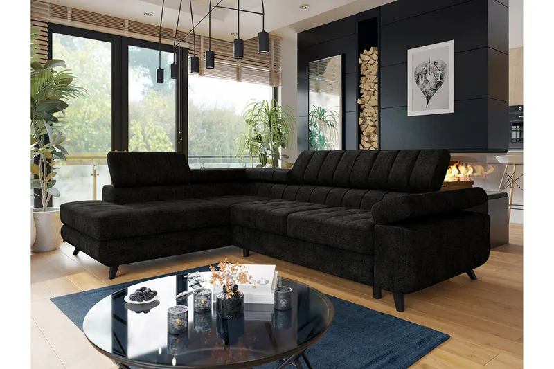 Kintore 3-sits Hörnbäddsoffa Black - Møbler - Sofaer - Sovesofaer