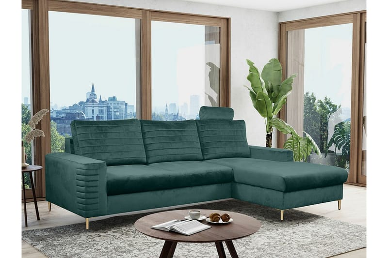 Kintore 3-sits Hörnbäddsoffa Dark green - Møbler - Sofaer - Sovesofaer