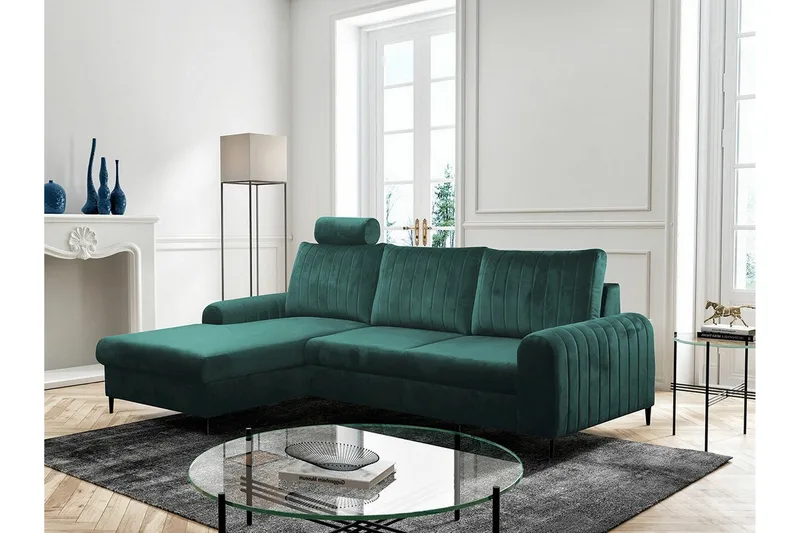 Kintore 3-sits Hörnbäddsoffa Dark green - Møbler - Sofaer - Sovesofaer