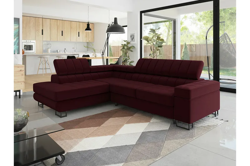 Kintore 3-sits Hörnbäddsoffa Dark red - Møbler - Sofaer - Sovesofaer