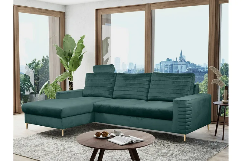 Kintore 3-sits Hörnbäddsoffa Green - Møbler - Sofaer - Sovesofaer