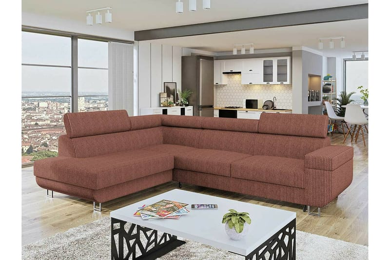 Kintore 3-sits Hörnbäddsoffa Light brown - Møbler - Sofaer - Sovesofaer