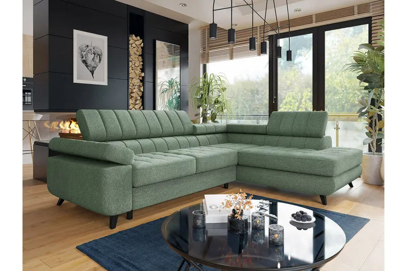 Kintore 3-sits Hörnbäddsoffa Light green - Møbler - Sofaer - Sovesofaer
