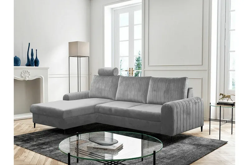 Kintore 3-sits Hörnbäddsoffa Light grey/Dark grey - Møbler - Sofaer - Sovesofaer