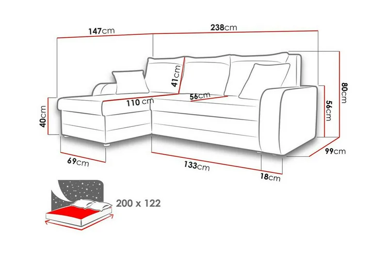 Kintore 3-sits Hörnbäddsoffa NO_BRAND Beige/Light beige - Møbler - Sofaer - Sovesofaer