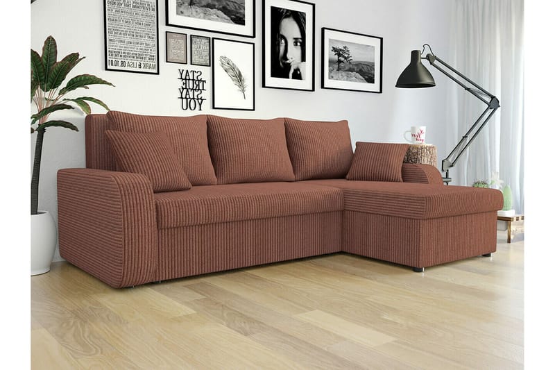 Kintore 3-sits Hörnbäddsoffa NO_BRAND Brown - Møbler - Sofaer - Sovesofaer
