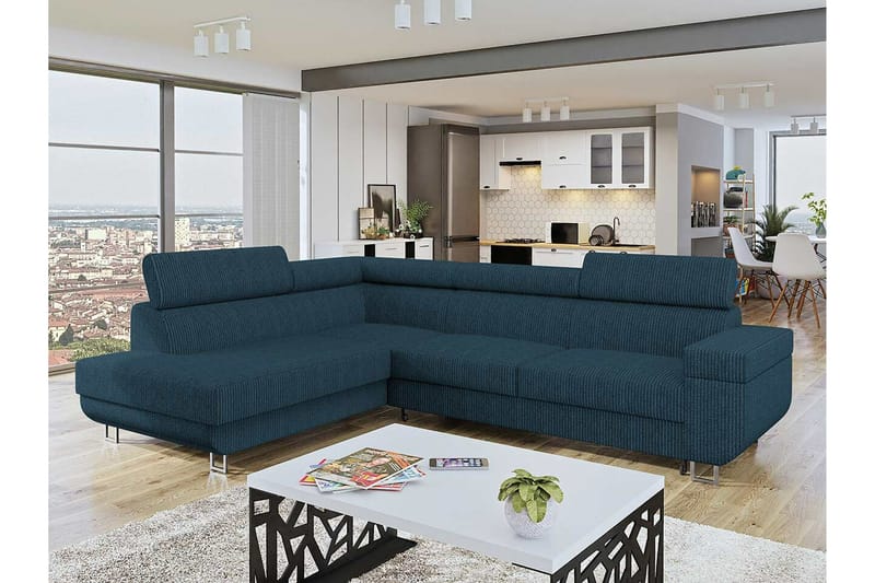 Kintore 3-sits Hörnbäddsoffa NO_BRAND Dark blue - Møbler - Sofaer - Sovesofaer
