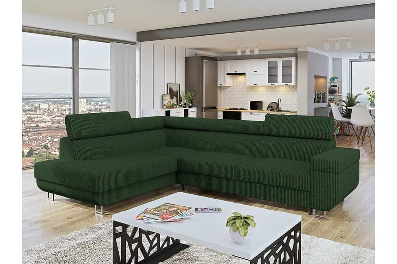 Kintore 3-sits Hörnbäddsoffa NO_BRAND Dark green - Møbler - Sofaer - Sovesofaer