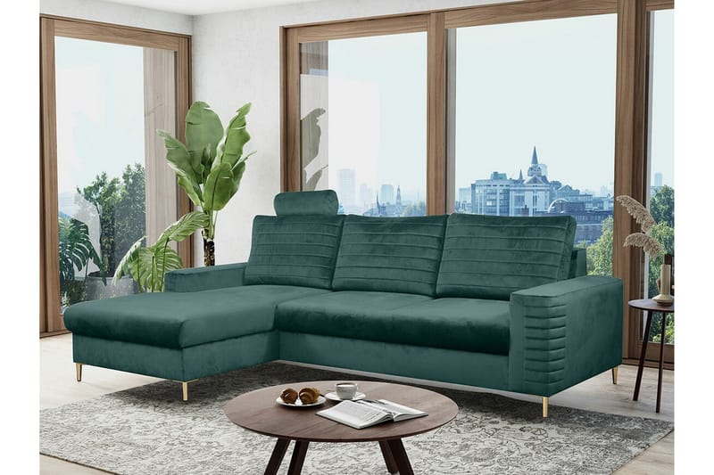 Kintore 3-sits Hörnbäddsoffa NO_BRAND Green - Møbler - Sofaer - Sovesofaer