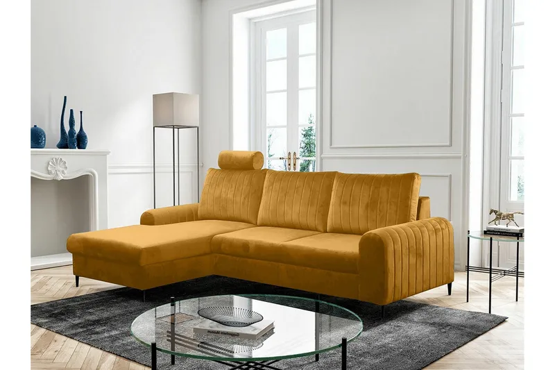 Kintore 3-sits Hörnbäddsoffa NO_BRAND Yellow - Møbler - Sofaer - Sovesofaer
