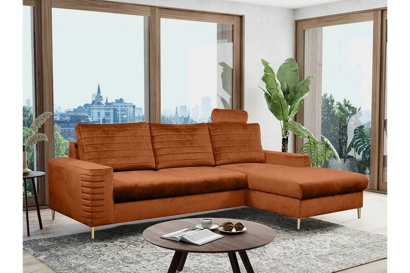 Kintore 3-sits Hörnbäddsoffa Orange - Møbler - Sofaer - Sovesofaer