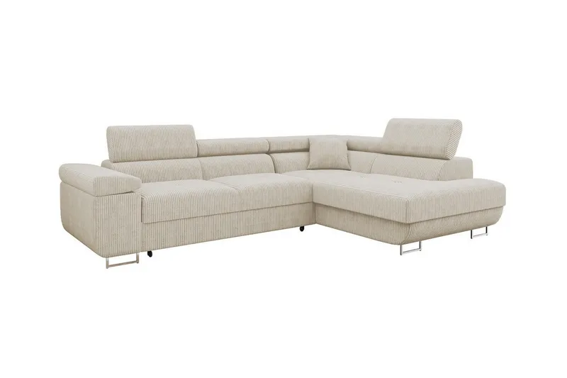 Kintore 4-seter Høyrevendt L-formet Hjørnesovesofa 125x198 cm i Kordfløyel, Beige