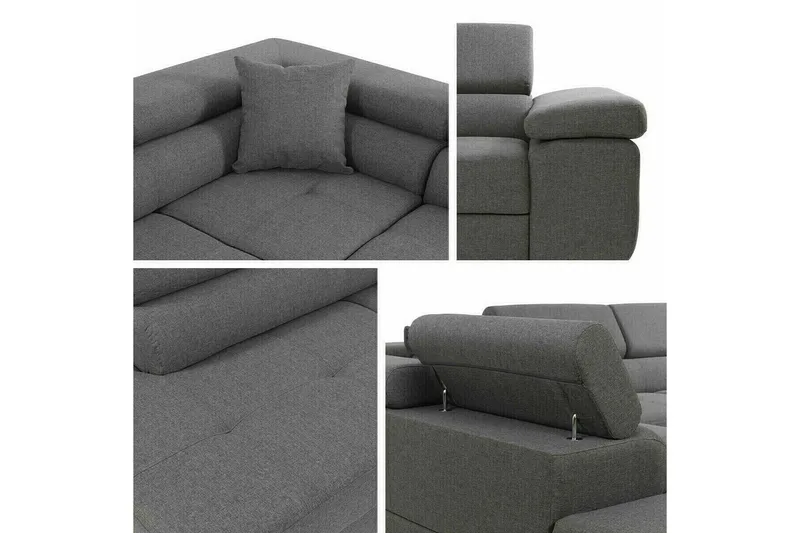 Kintore 4-seter Høyrevendt L-formet Hjørnesovesofa 125x198 cm i Kordfløyel - Grå - Møbler - Sofaer - Sovesofaer