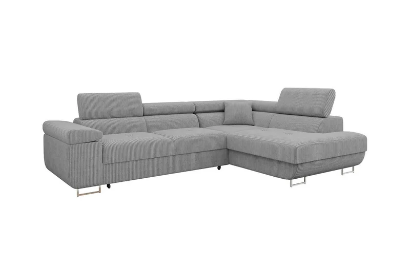 Kintore 4-seter Høyrevendt L-formet Hjørnesovesofa 125x198 cm i Kordfløyel, Grå