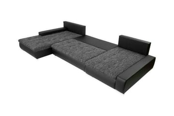 Kintore 4-seter U-formet Hjørnesovesofa 140x340 cm med Oppbevaring i Kunstlær - Grå - Møbler - Sofaer - Sovesofaer