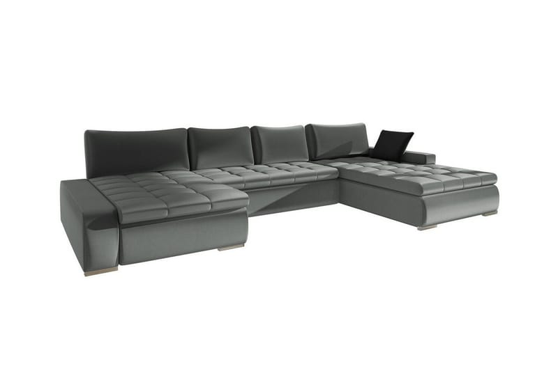 Kintore 4-seter U-formet Hjørnesovesofa 140x340 cm med Oppbevaring i Kunstlær, Grå