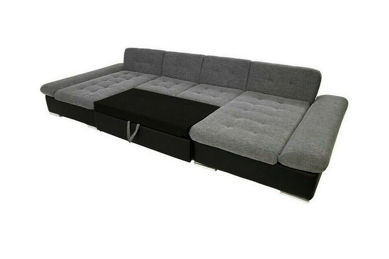 Kintore 4-seter U-formet Hjørnesovesofa med Oppbevaring i Stoff - Grå - Møbler - Sofaer - Sovesofaer