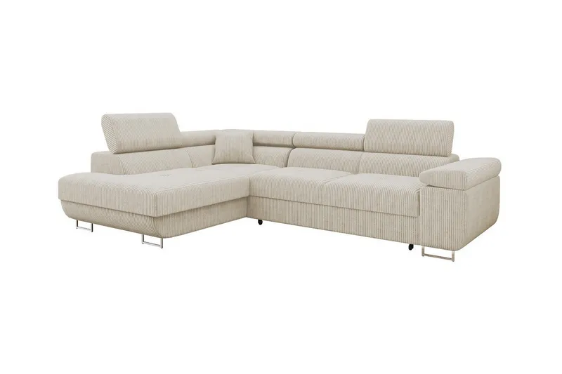 Kintore 4-seter Venstrevendt L-formet Hjørnesovesofa 125x198 cm i Kordfløyel, Beige