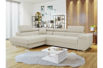 Kintore 4-seter Venstrevendt L-formet Hjørnesovesofa 125x198 cm i Kordfløyel - Beige - Møbler - Sofaer - Sovesofaer