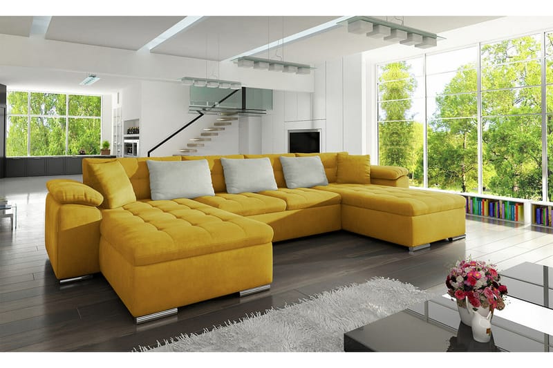 Kintore 4-seters Hjørnesovesofa 375 cm - Gul - Møbler - Sofaer - Sovesofaer